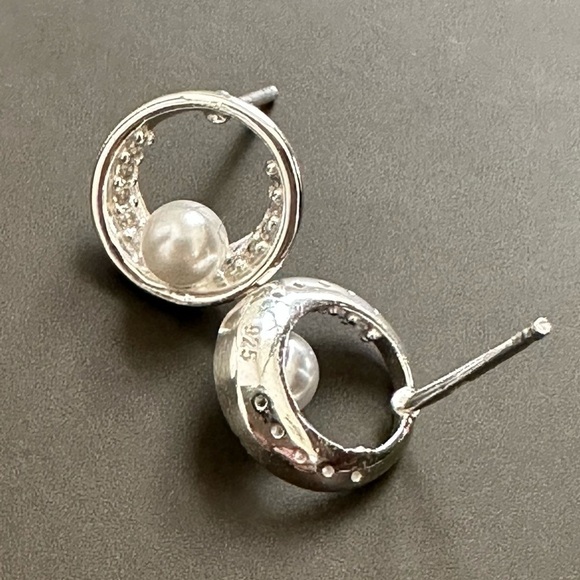 Sterling Silver Pearl Stud Earrings - Picture 8 of 8